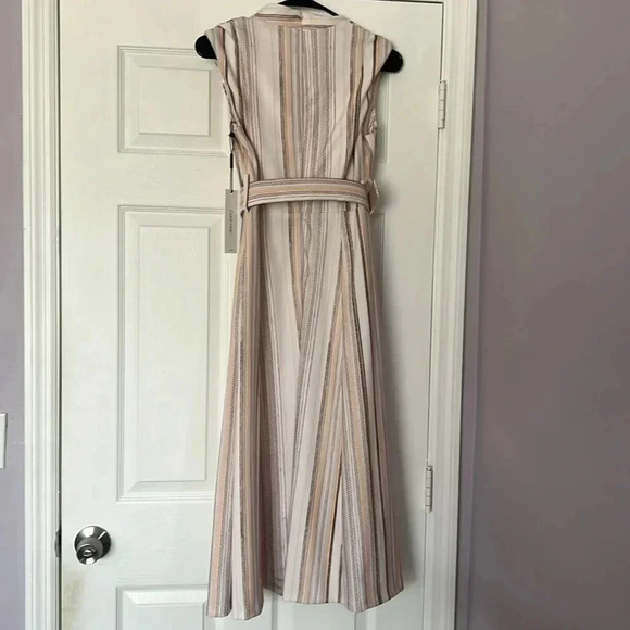 Calvin Klein Striped Belted A Line Dress Size 2 - Picture 7 of 9